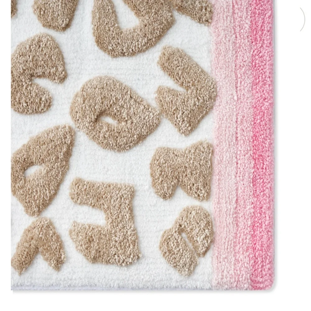 CARO HOME Collection Textured Plush Animal Print Bath Rug WithContrasting Border
